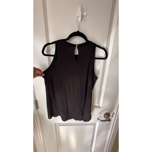 LOFT Black Tank Top Size SMALL See through Blouse Sleeveless Night Out - Picture 6 of 6